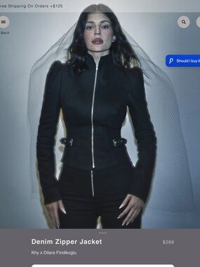 KHY x Dilara Findikoglu Denim Zipper Jacket with Buckle Waist